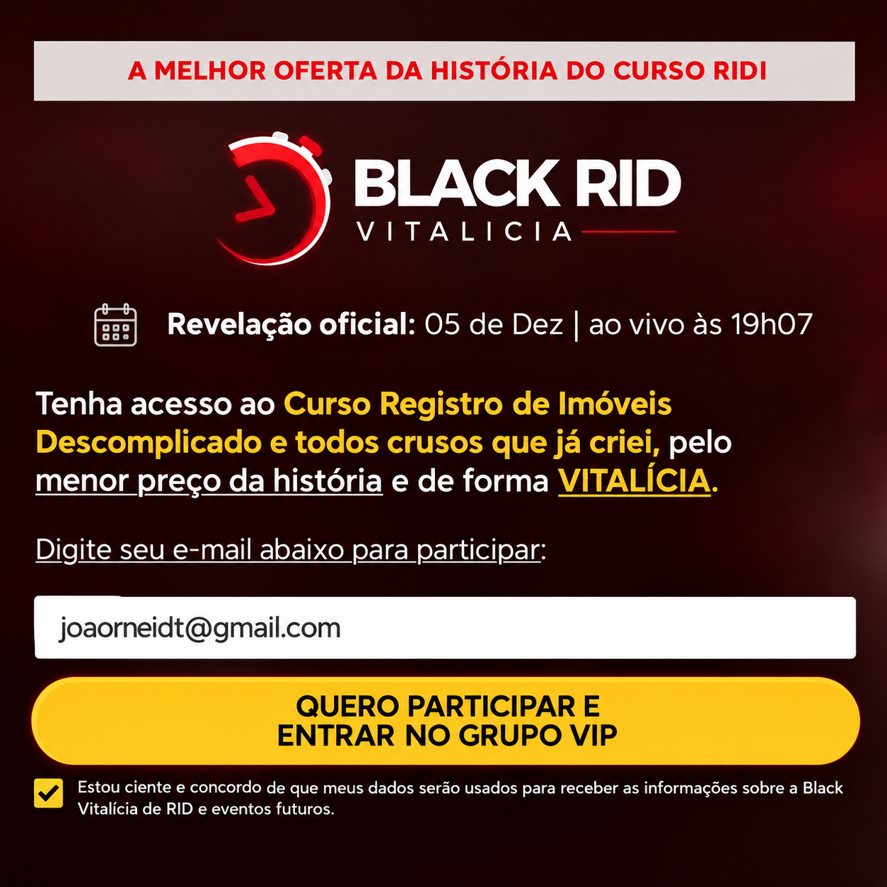 Direcionamento visual da página de Black